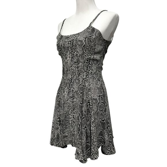 Vintage 90s Y2K Mini Dress Snakeskin Print Fit Flare Spaghetti Straps Women’s S - Picture 5 of 10